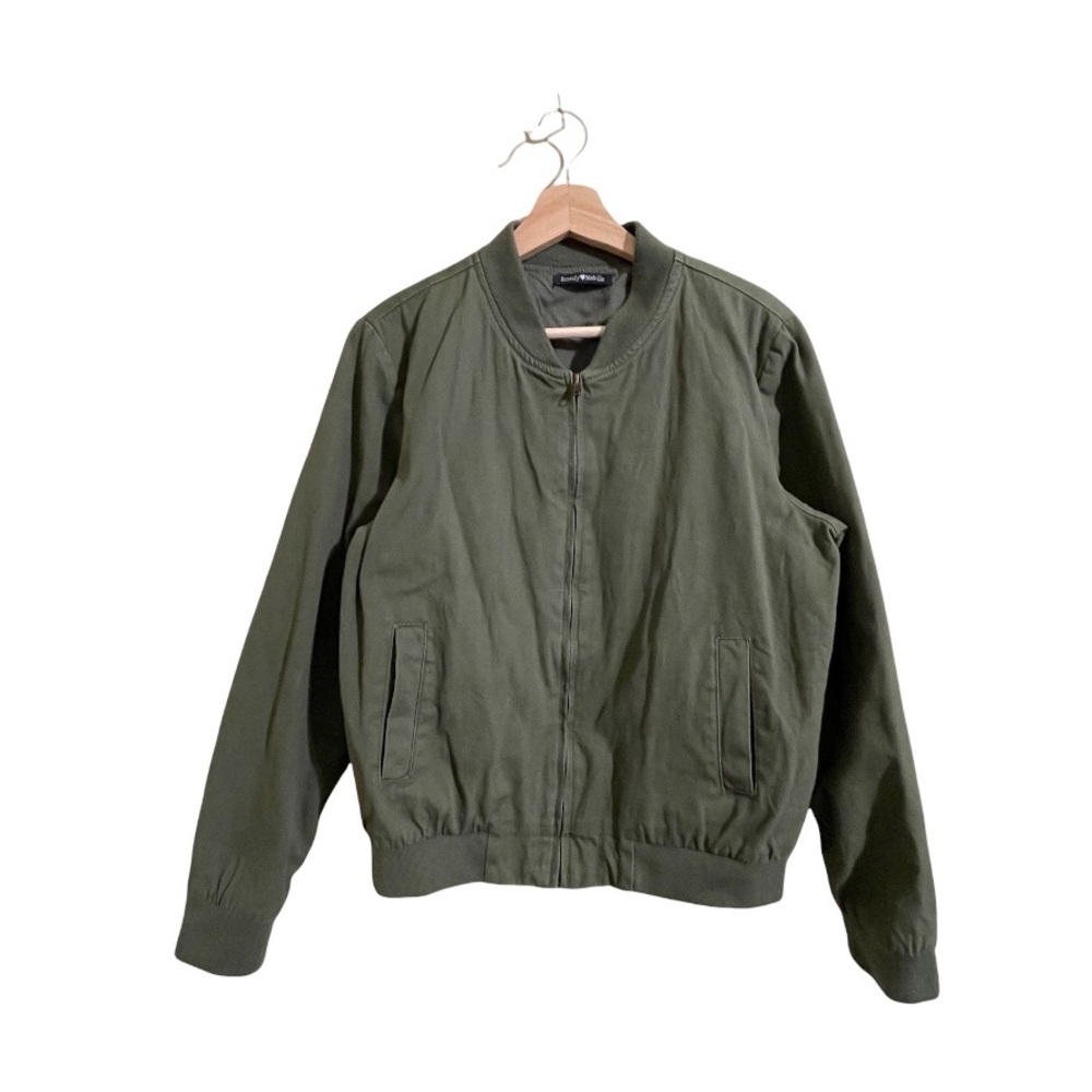 Brandy Melville Green Canvas Kasey Bomber Jacket